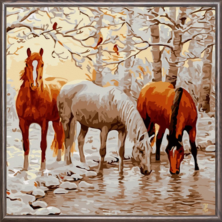 Paint by Number Horse I - 2 Piece Picture Frame Print on Canvas (Set of 2) Foundry Select Frame Color: White, Size: 31.5 H x 88 W x 1.5 D