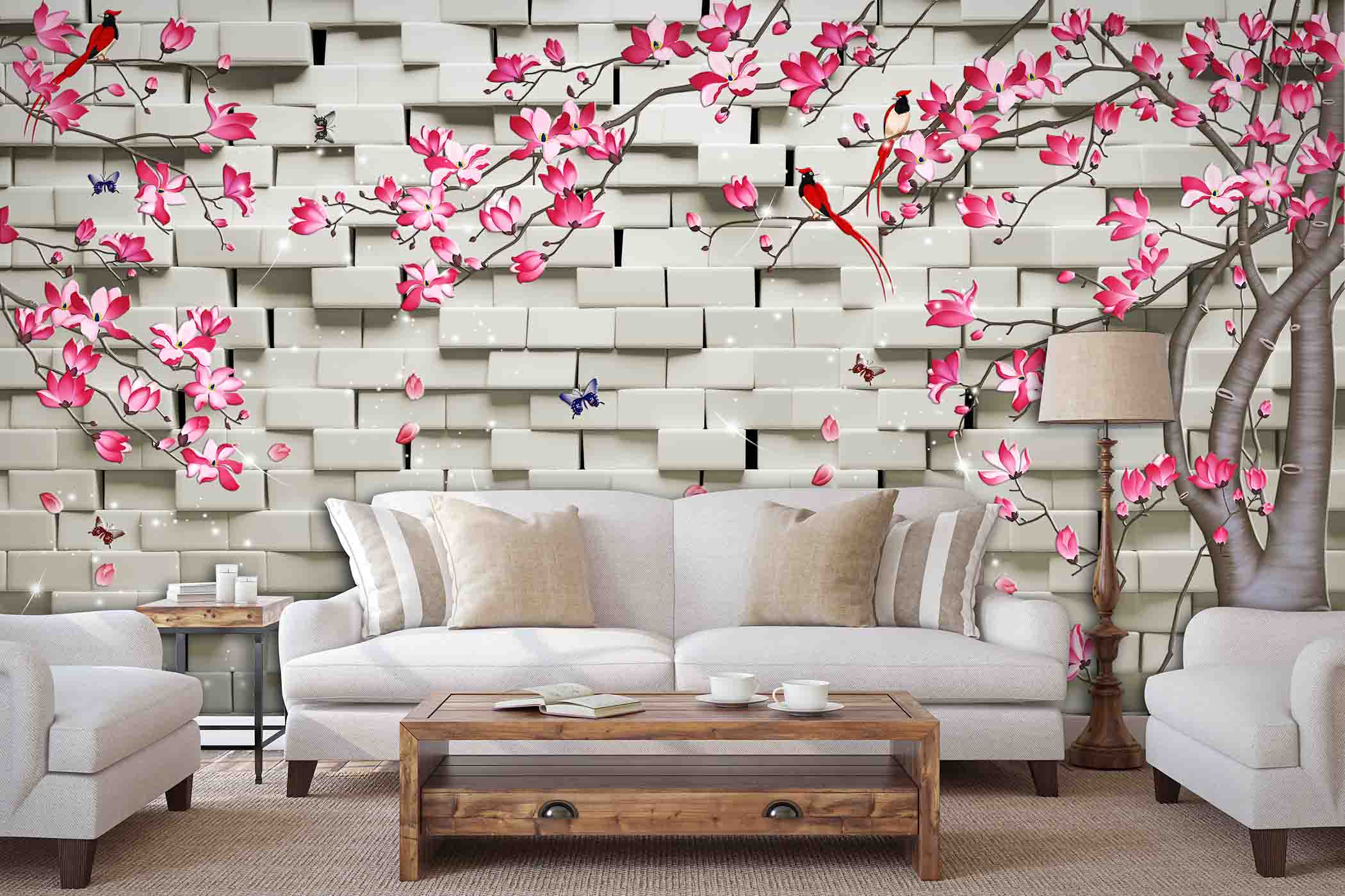 Buy Diamond Pink Brick Wallpaper - Online at Cherry Lane